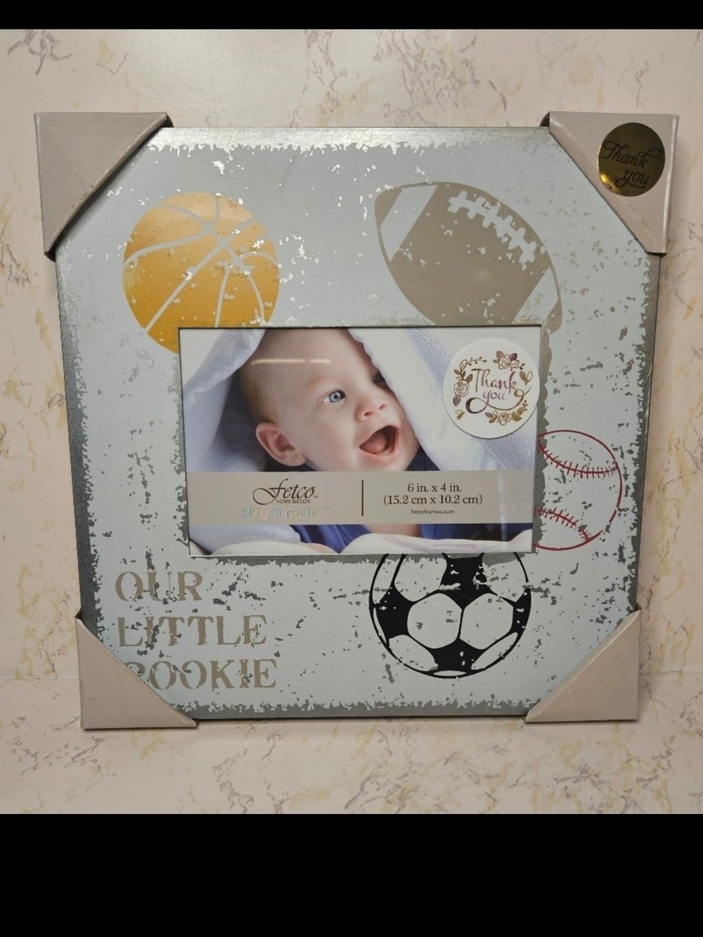 Fetco Sports Baby Picture Frame in Cream, Black, Gold